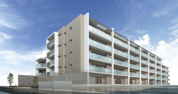 Features of the building.  [appearance] To achieve the living space of the south-facing center, Houses placement of the sea-facing. While proud of the design as a residence is born in a peaceful residential area, Has been the appearance design the appropriate earth color in the city of impression was based (Rendering)