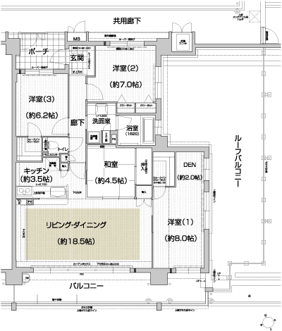Floor: 4LDK + DEN + 2WIC, occupied area: 105.47 sq m, Price: 55,135,000 yen