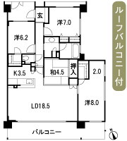 Floor: 4LDK + DEN + 2WIC, occupied area: 105.47 sq m, Price: 55,135,000 yen