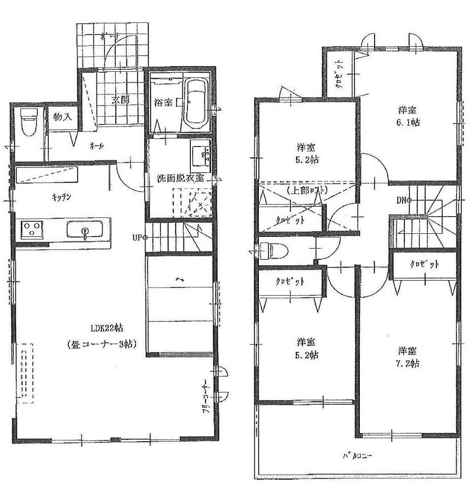 Floor plan. 30,800,000 yen, 4LDK, Land area 173.76 sq m , Floor plan with a focus on LDK of building area 105.16 sq m 22 Pledge Floor heating and other equipment also has been enhanced. 