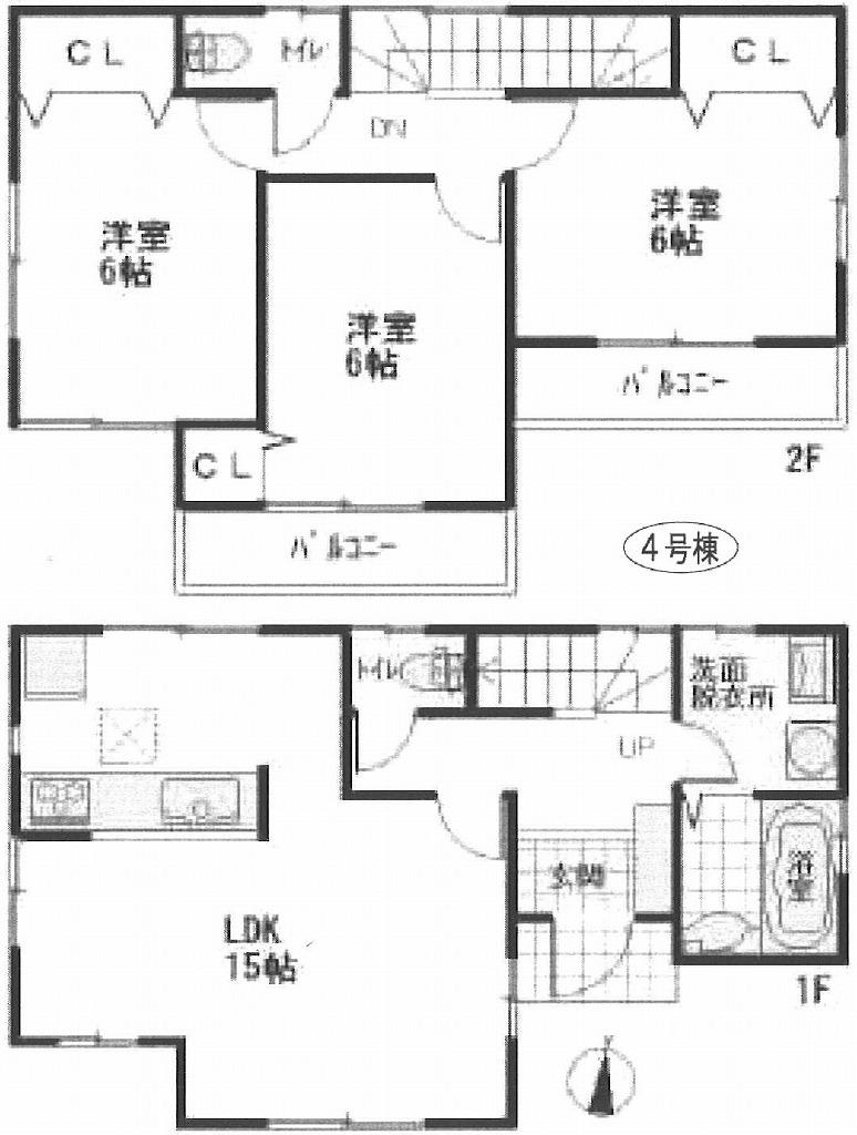 Floor plan. (4 Building), Price 33,800,000 yen, 3LDK, Land area 125.37 sq m , Building area 81.97 sq m