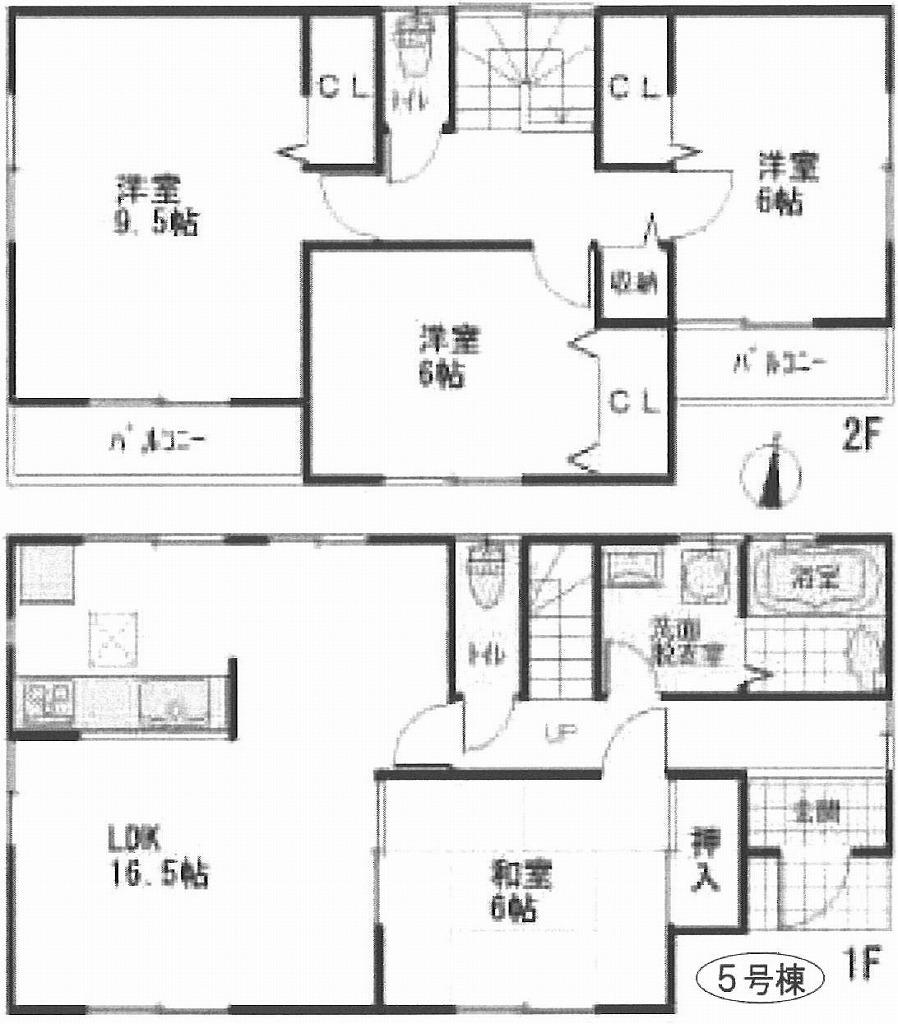 Floor plan. (5 Building), Price 31,800,000 yen, 4LDK, Land area 128.62 sq m , Building area 105.16 sq m