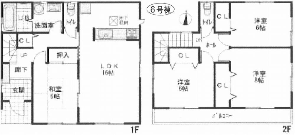 Floor plan. (6 Building), Price 33,800,000 yen, 4LDK, Land area 116.81 sq m , Building area 104.33 sq m