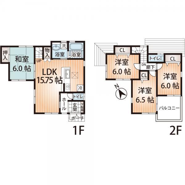 Floor plan. 24,800,000 yen, 4LDK, Land area 109.67 sq m , Building area 95.58 sq m