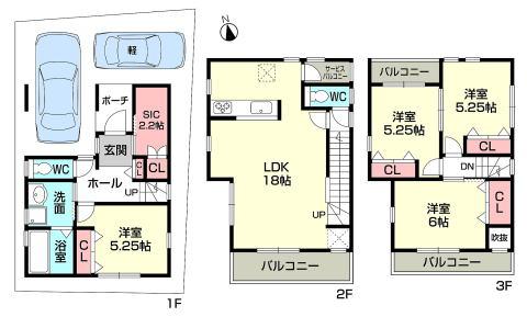 Floor plan. 26,800,000 yen, 4LDK, Land area 66.12 sq m , Building area 102.51 sq m