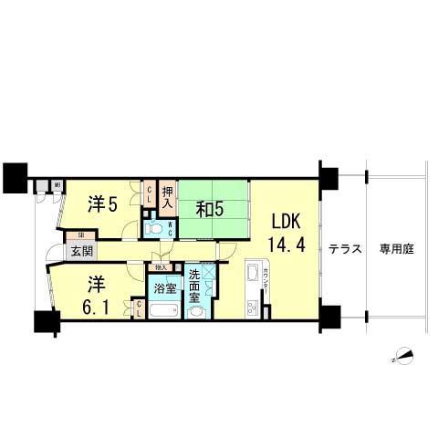 Floor plan. 3LDK, Price 17,900,000 yen, Occupied area 69.71 sq m , Balcony area 12.3 sq m