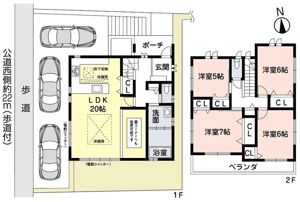 Floor plan. 41,800,000 yen, 4LDK, Land area 139.16 sq m , Building area 106.81 sq m (newly built single-family) Manabigaoka 1-chome Floor plan