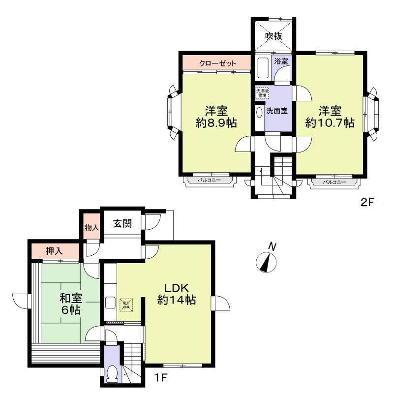 Floor plan. 19,800,000 yen, 3LDK, Land area 212.39 sq m , Building area 97.95 sq m