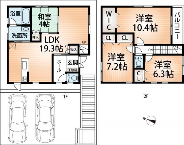 Floor plan. 32,800,000 yen, 4LDK, Land area 128.42 sq m , Building area 106.41 sq m
