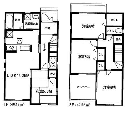 Floor plan. 26,300,000 yen, 4LDK + S (storeroom), Land area 108.77 sq m , Building area 90.71 sq m 4LDK