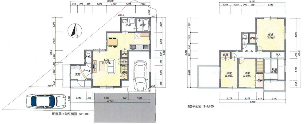 Building plan example (floor plan). Building plan example building price 14 million yen, Building area 99.36 sq m