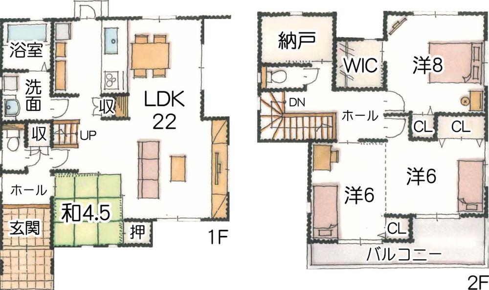 Building plan example (floor plan). Building plan example (No. 21 locations) 4LDK, Land price 19,800,000 yen, Land area 175.3 sq m , Building price 20,450,000 yen, Building area 117.58 sq m