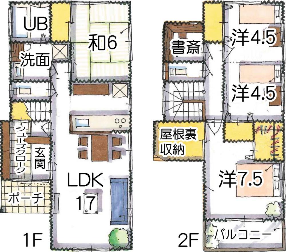 Building plan example (floor plan). Mai Tamon model house