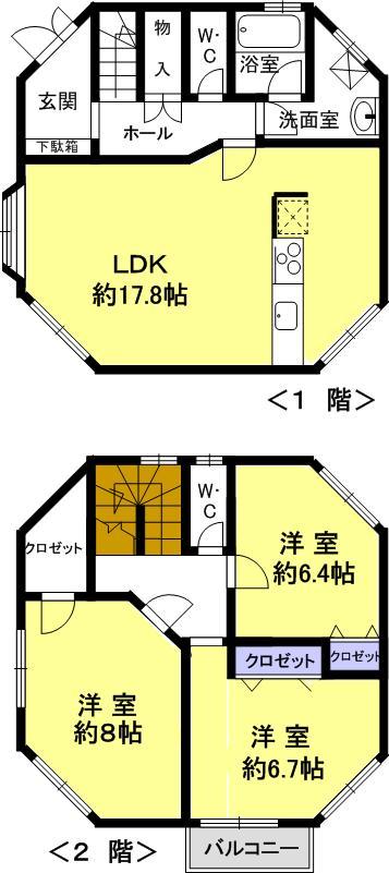 Floor plan. 19 million yen, 3LDK, Land area 126.2 sq m , Building area 98.54 sq m