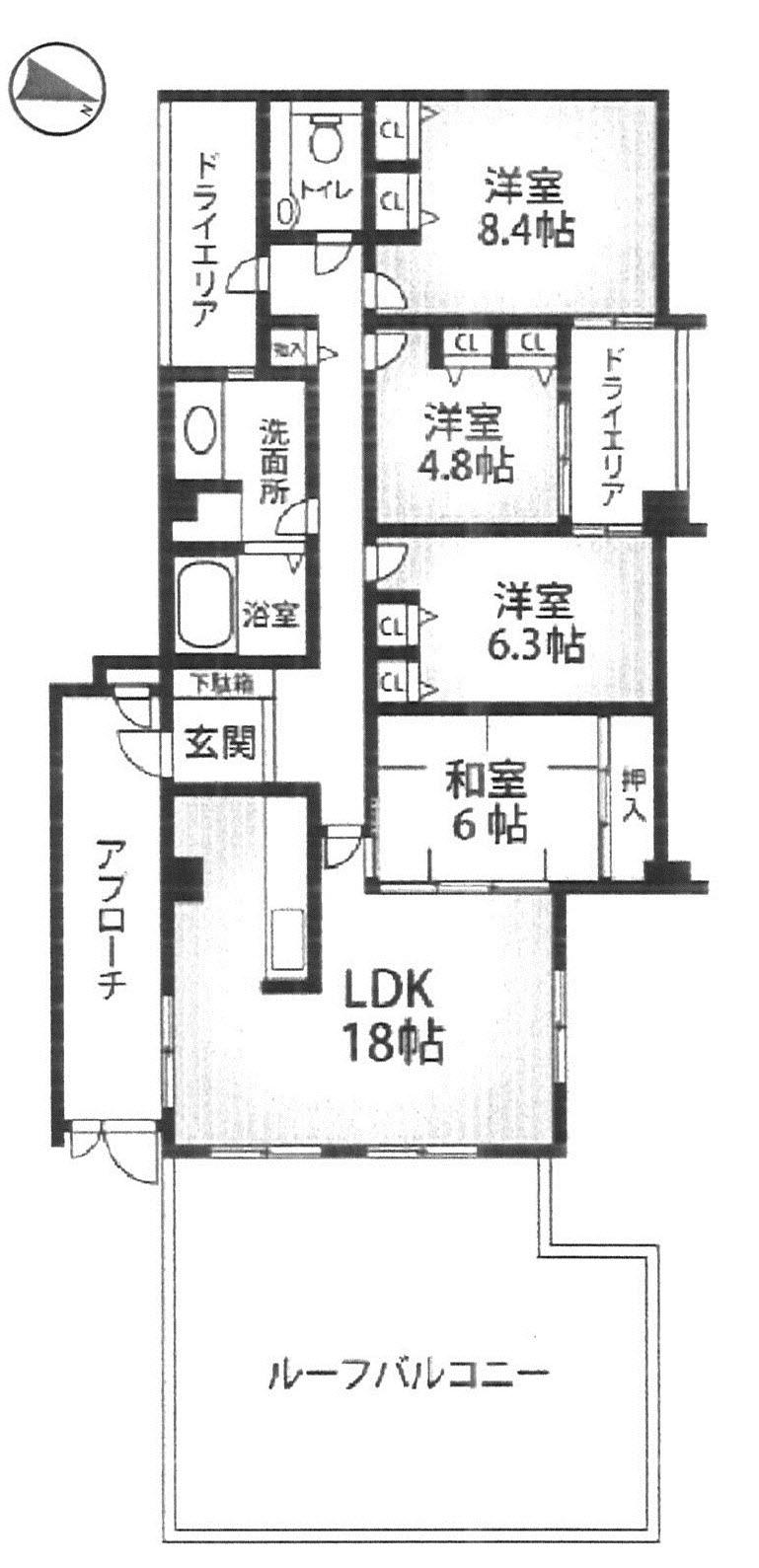 Floor plan. 4LDK, Price 17.3 million yen, Footprint 101.85 sq m