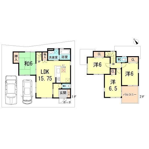 Floor plan. 24,800,000 yen, 4LDK, Land area 109.67 sq m , Building area 95.58 sq m