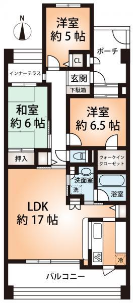 Floor plan. 3LDK, Price 24 million yen, Occupied area 84.23 sq m , Balcony area 24.08 sq m