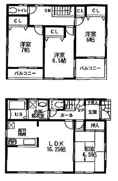 Floor plan. 25,800,000 yen, 4LDK, Land area 234.23 sq m , Building area 99.22 sq m 4LDK