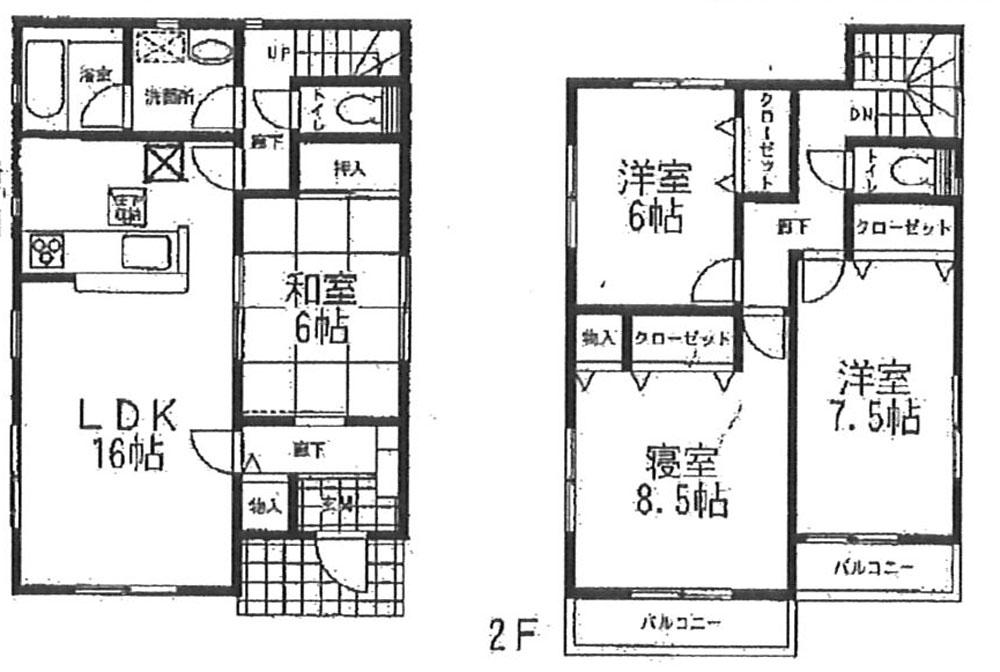 Floor plan. (Building 2), Price 19,800,000 yen, 4LDK, Land area 129.46 sq m , Building area 103.68 sq m
