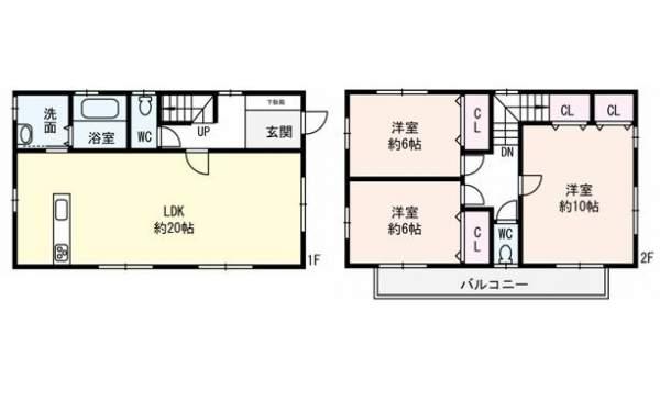 Floor plan. 19,800,000 yen, 3LDK, Land area 134.33 sq m , Building area 99.36 sq m