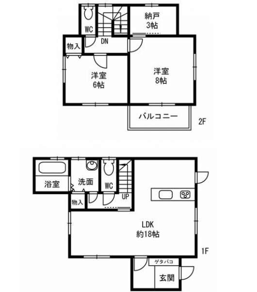 Floor plan. 15.8 million yen, 2LDK, Land area 198.68 sq m , Building area 84.45 sq m