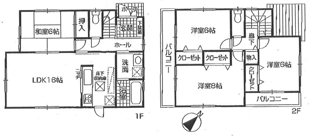 Floor plan. (No. 6 locations), Price 19,800,000 yen, 4LDK, Land area 152.25 sq m , Building area 98.01 sq m