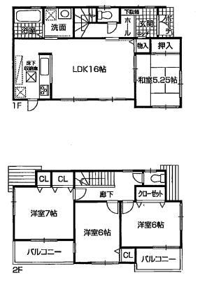 Floor plan. 21,800,000 yen, 4LDK, Land area 176.82 sq m , Building area 95.57 sq m