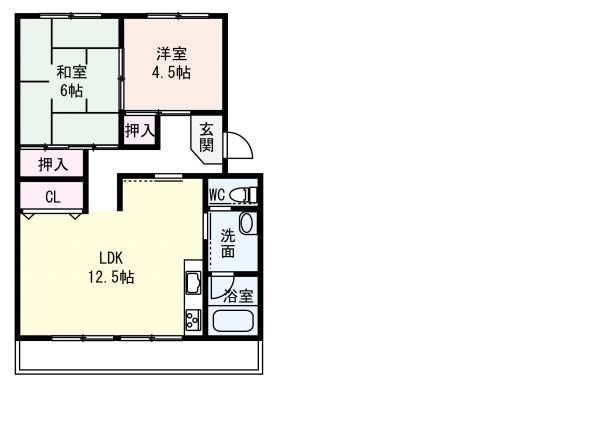 Floor plan. 2LDK, Price 3 million yen, Occupied area 54.15 sq m , Balcony area 7.95 sq m