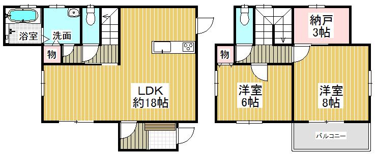 Floor plan. 15.8 million yen, 2LDK, Land area 198.68 sq m , Building area 84.45 sq m