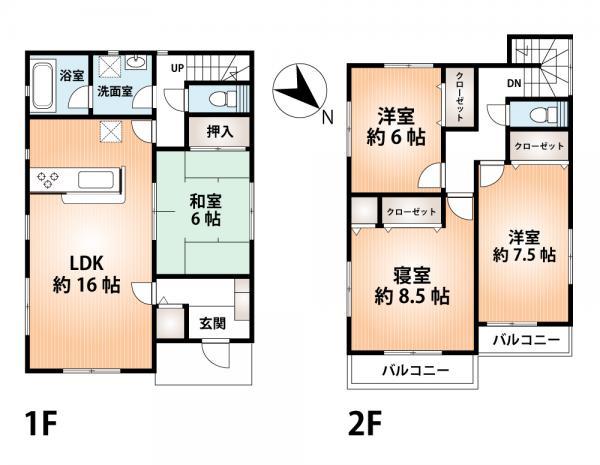 Floor plan. 19,800,000 yen, 4LDK, Land area 129.46 sq m , Building area 103.68 sq m