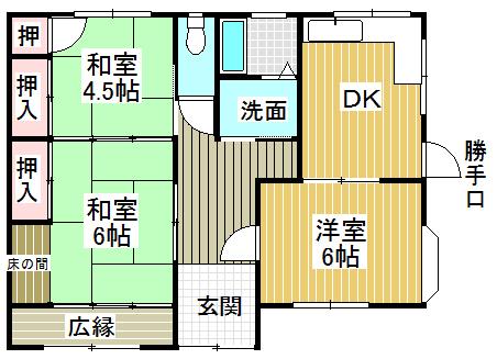 Floor plan. 9.8 million yen, 3DK, Land area 191.17 sq m , Building area 74.05 sq m