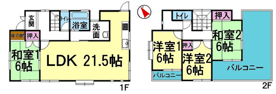 Floor plan. 16.8 million yen, 4LDK, Land area 153.92 sq m , Building area 104.64 sq m