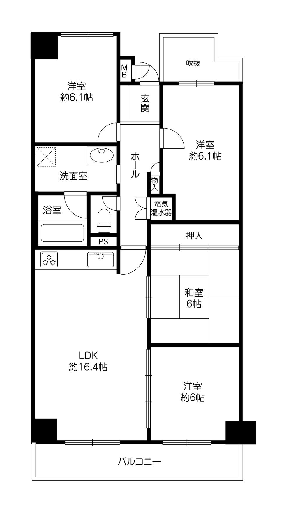 Floor plan. 3LDK + S (storeroom), Price 24,800,000 yen, Occupied area 88.63 sq m , Balcony area 9 sq m