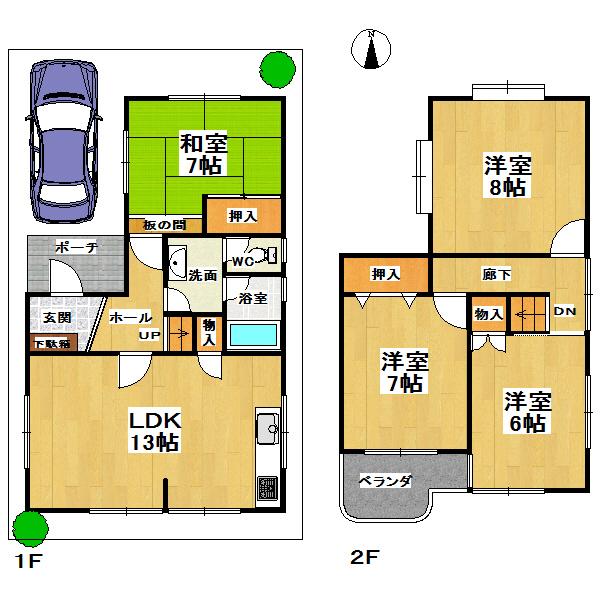 Floor plan. 28.8 million yen, 4LDK, Land area 75 sq m , Building area 85.06 sq m