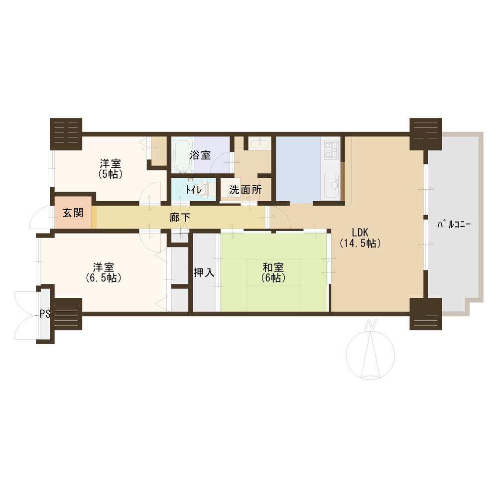 Floor plan. 3LDK, Price 16.8 million yen, Footprint 72 sq m , Balcony area 12.36 sq m
