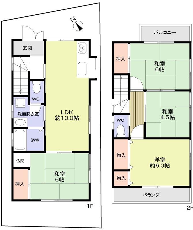 Floor plan. 29.5 million yen, 4LDK, Land area 69.06 sq m , Building area 75.55 sq m
