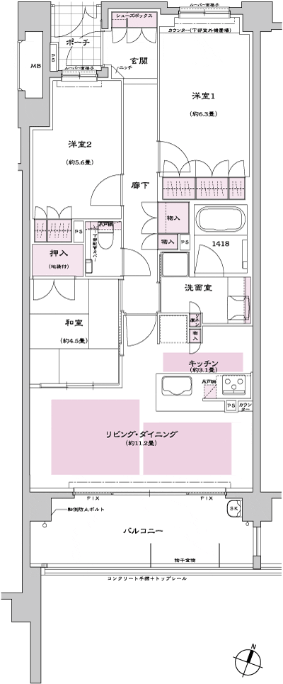 Floor: 3LDK, occupied area: 72.68 sq m, price: 36 million yen (tentative)