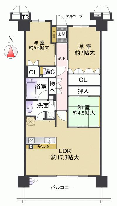 Floor plan. 3LDK, Price 33,500,000 yen, Occupied area 81.11 sq m , Balcony area 12.73 sq m yacht harbor ・ There is a luxurious view of Nishinomiya Ohashi can be expected all year round. Around the water it has been intensive since the efficiency of the housework flow line is very good room.