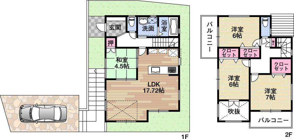 Other building plan example. Building plan example (No. 2 place) building area of ​​about 97.65 sq m