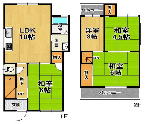 Floor plan. 11.8 million yen, 4LDK, Land area 48.68 sq m , Building area 57.4 sq m