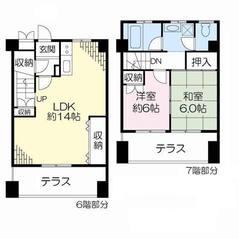 Floor plan. 2LDK, Price 24,800,000 yen, Occupied area 66.16 sq m , Balcony area 18.87 sq m