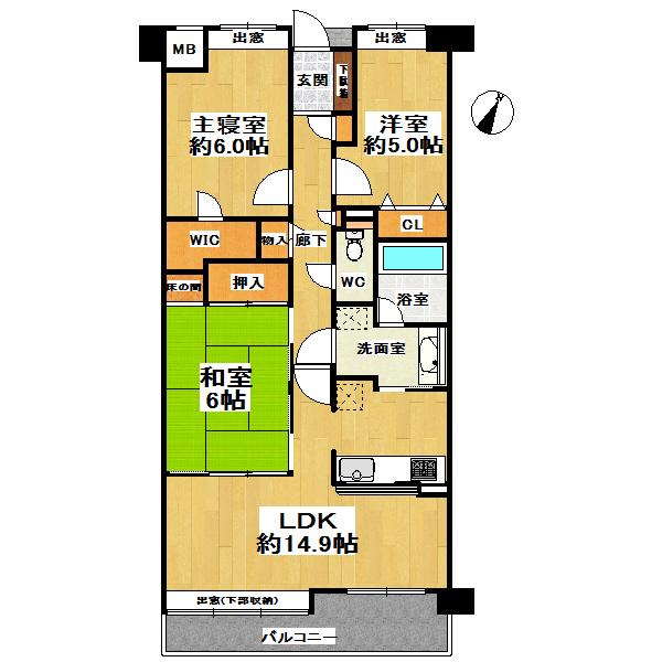 Floor plan. 3LDK, Price 23.8 million yen, Occupied area 76.79 sq m , Balcony area 7.9 sq m