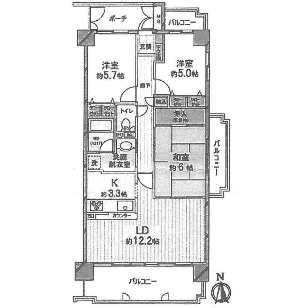 Floor plan. 3LDK, Price 32,800,000 yen, Occupied area 72.54 sq m , Balcony area 17.25 sq m