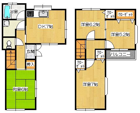 Floor plan. 24 million yen, 4DK, Land area 61.51 sq m , Building area 69.54 sq m