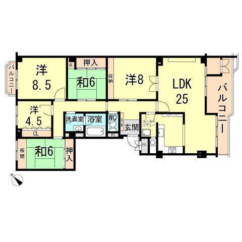 Floor plan. 5LDK, Price 27,800,000 yen, Footprint 147.76 sq m , Balcony area 16.22 sq m