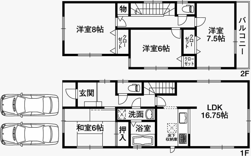 Floor plan. (1 Building), Price 52,800,000 yen, 4LDK, Land area 119.15 sq m , Building area 105.99 sq m