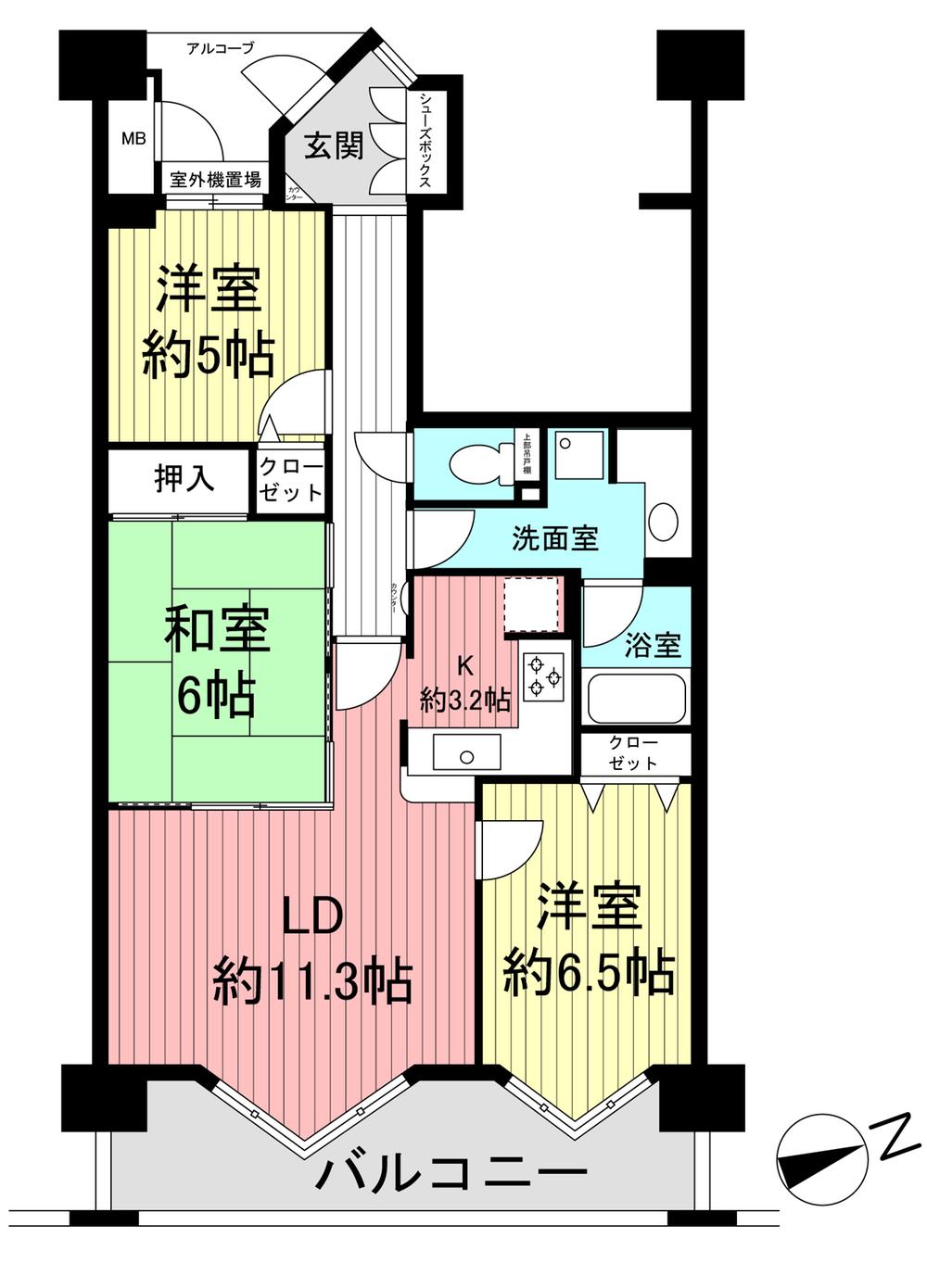 Floor plan. 3LDK, Price 30,900,000 yen, Occupied area 74.18 sq m , Balcony area 11.5 sq m 3LDK ・ 74.18 sq m