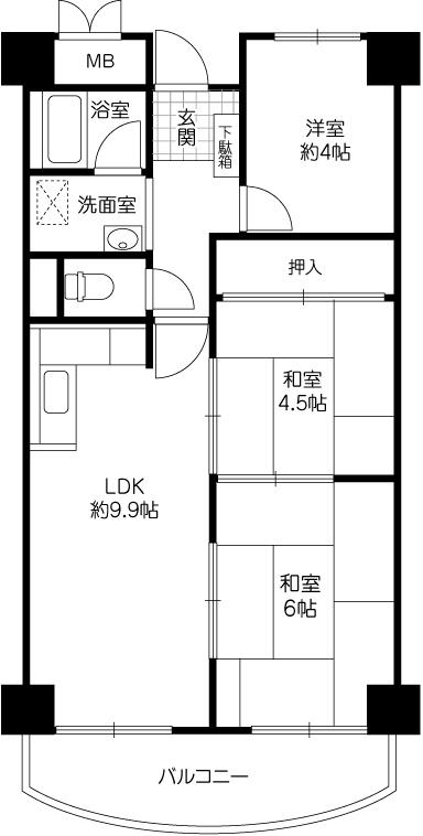 Floor plan. 3LDK, Price 23.5 million yen, Occupied area 57.96 sq m , Balcony area 8.25 sq m