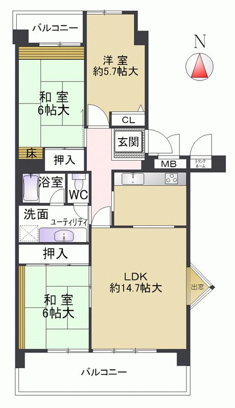 Floor plan. 3LDK, Price 11.8 million yen, Occupied area 77.52 sq m , It is a 3-floor balcony area 13.19 sq m southeast angle room. The system kitchen with a dishwasher dryer ・ Toilet exchange Unit bus has been refreshed