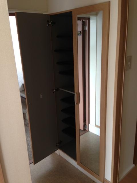 Entrance. Shoes is a box with a mirror